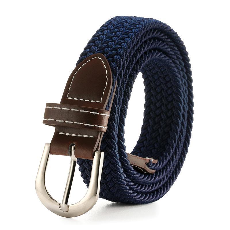 Women's Solid Color Elastic Canvas Belt with Pin Buckle