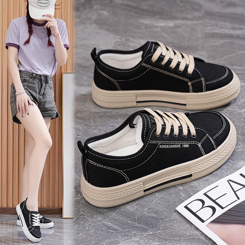 2025 Women Fabric Casual Shoes Trend Spring Autumn All-match Women Platform Sneakers Simple Breathable Flats Canvas Shoes Mujer