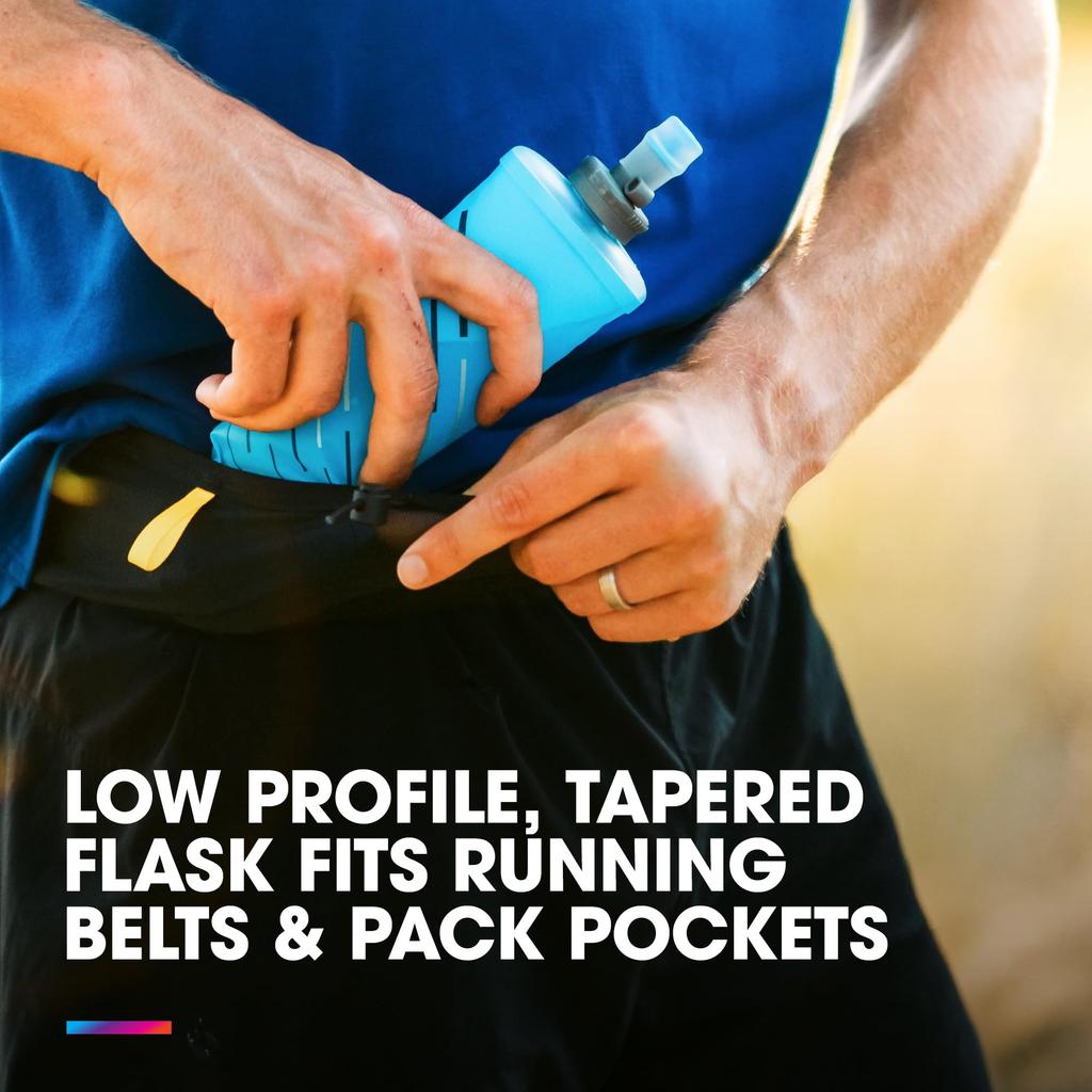 HydraPak PocketFlask 500ml Discreet Soft Flask Water Fits Perfectly on Running Belt or Form Fitting Pocket with Locking Cap 17 - Compressible, Bottle,