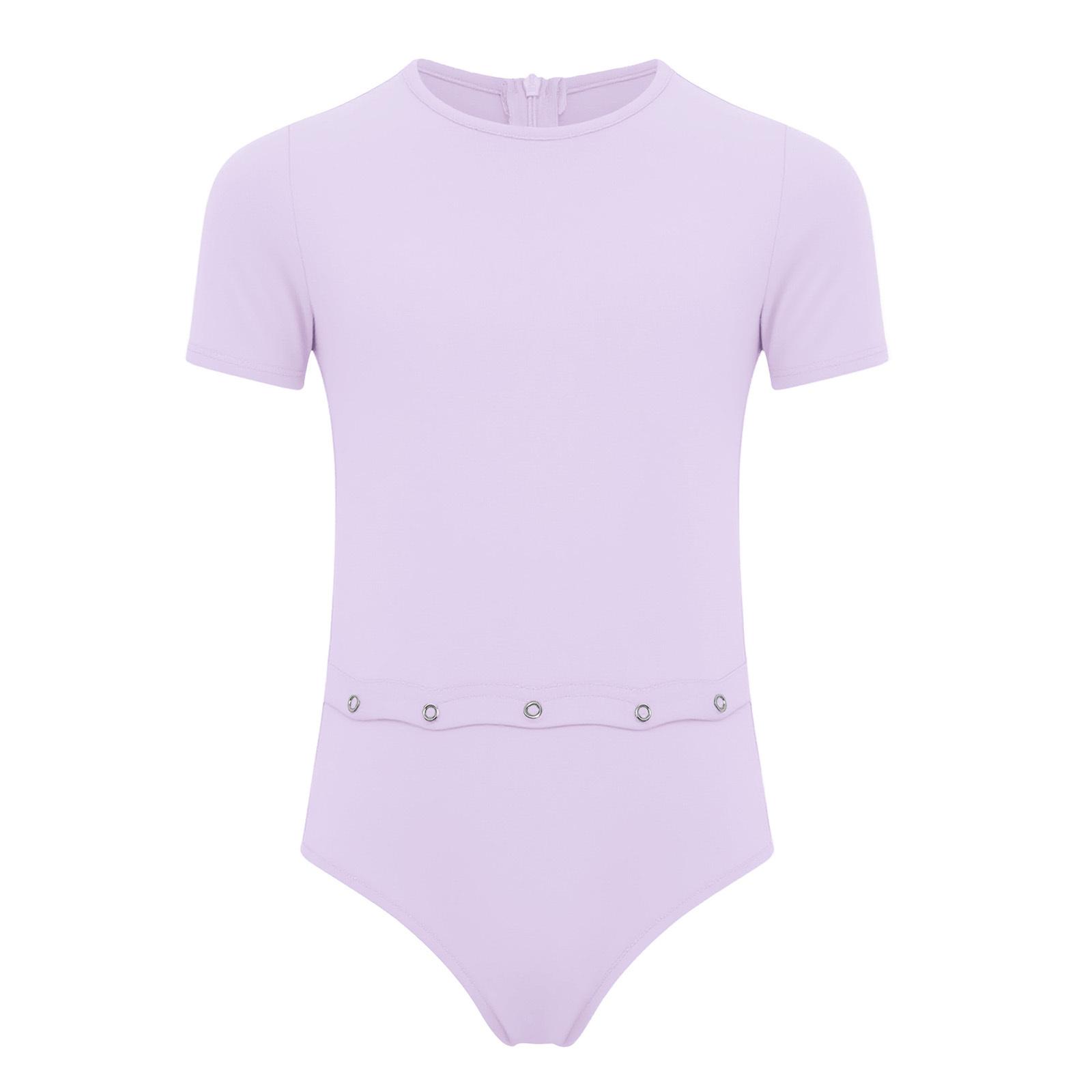 Yunduantong-electronic Unisex Kinderen Speciale Behoeften Adaptieve Kleding Rug Onzichtbare Rits Anti-Uittrek Romper Ronde Hals Korte Mouw Bodysuit 3-4 Years lavendel
