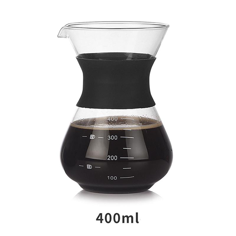 Pour Over Coffee Maker Set with Reusable Stainless Steel Filter Elegant Coffee Dripper Pot,Glass Carafe Permanent for Camping