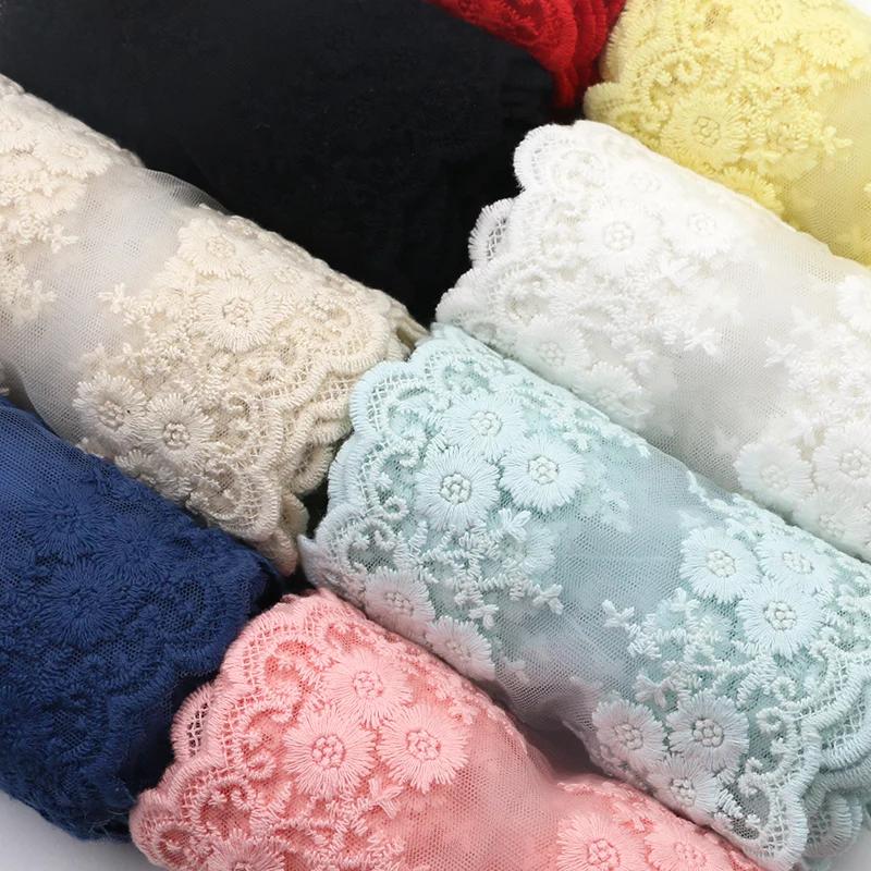 1Meter Cotton Floral Embroidered Mesh Patchwork Lace DIY Apparel Sewing Fabric 12cm Width DIY Garment Curtain Accessories Ribbon