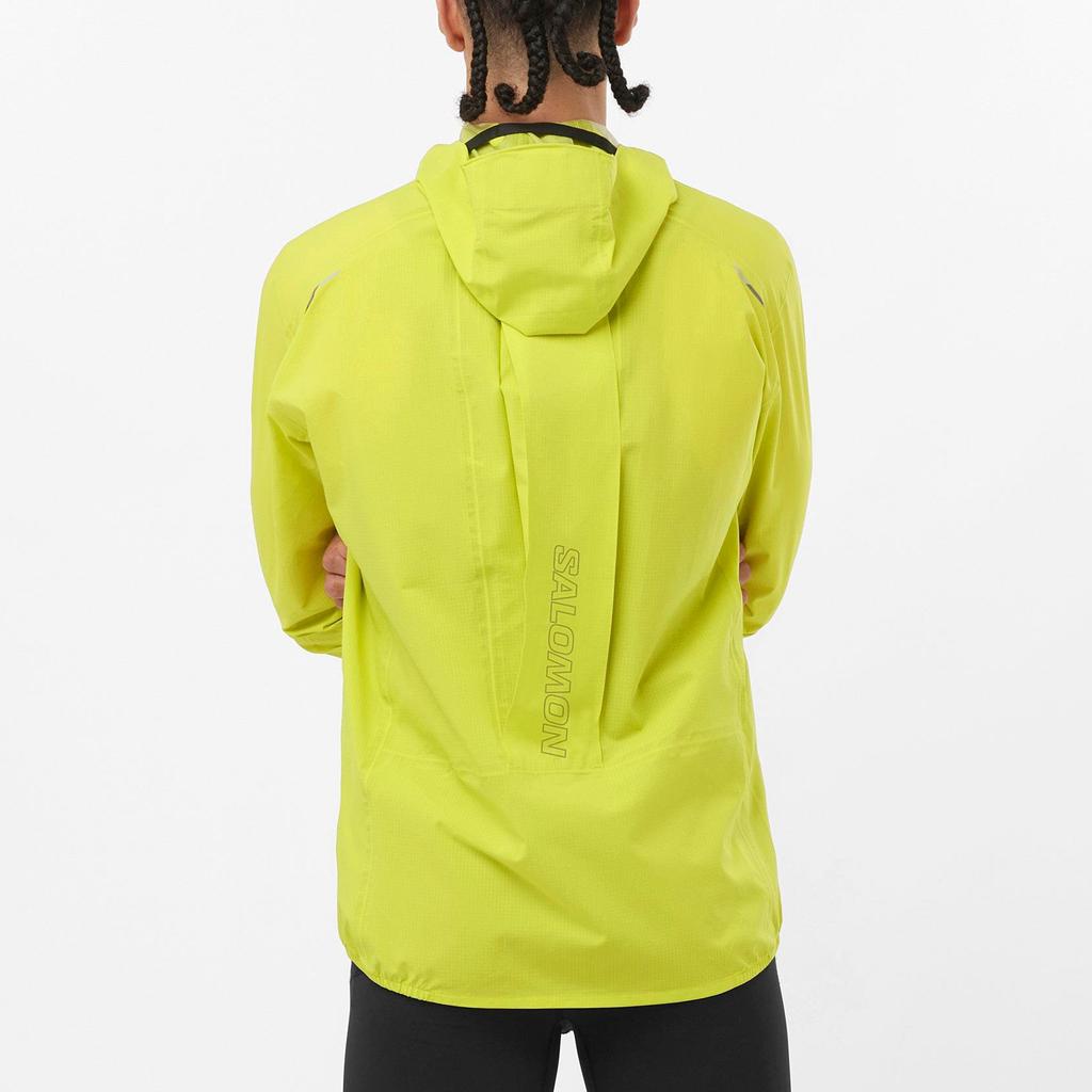 Salomon Bonatti Trail Letter Print Comfortable Hooded Jacket Unisex Jacket Yellow Green LC2254000