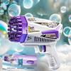 Large capacity rechargeable automatic bubble gun with colored lights, plastic material, suitable for indoor and outdoor birthday