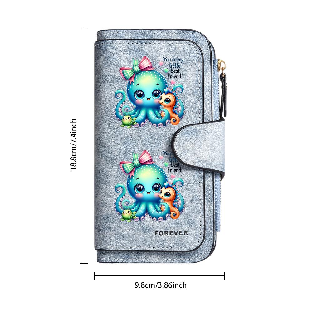 Cute Cartoon Octopus Printed Women Wallet Casual Portable Long Fashion Purse for Daily Use