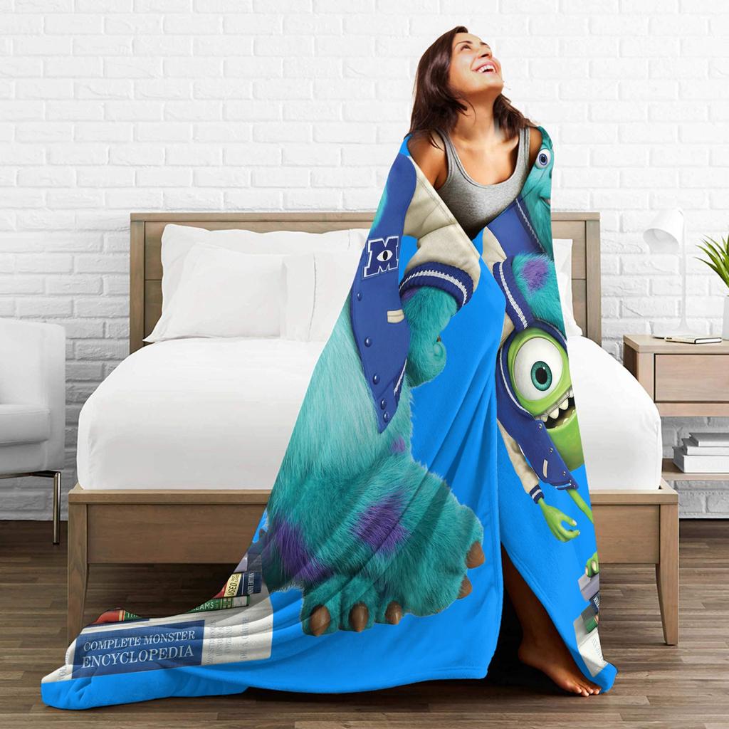 Monsters University Sully Mike Cartoon Fleece Blankets Monsters Inc Customized Throw Blanket for Home Hotel Sofa Bedspreads,