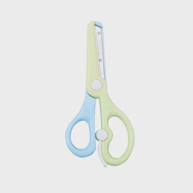 Macaron Color Kids' Safety Scissors with Anti-Pinch Design and Elastic Plastic for Paper Cutting