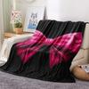 1Pc Pink Bow Print Flannel Blanket, High quality Comfortable for All Seasons, Home Decor, Warmth and Comfort, Perfect for Christmas Gifts W29