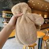 Winter Cute Girl Fleece-Lined Fingerless Plush Mittens with Faux Rabbit Fur - Warm and Stylish for Autumn & Winter