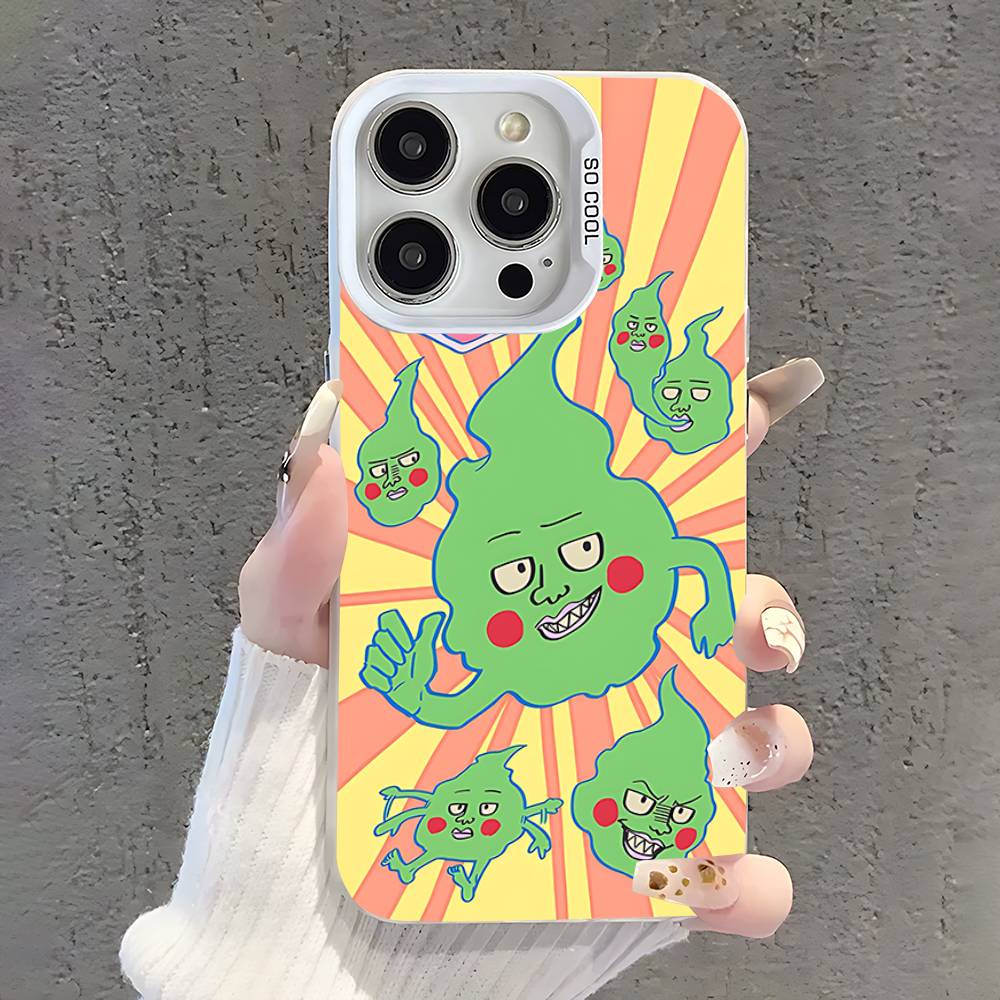 Mob P-Psycho 100 Phone Case For iPhone 17,16,15,14,13,12,11,Pro,XS,Max,Plus,Mini,SE White Candy Matte Shockproof Cover