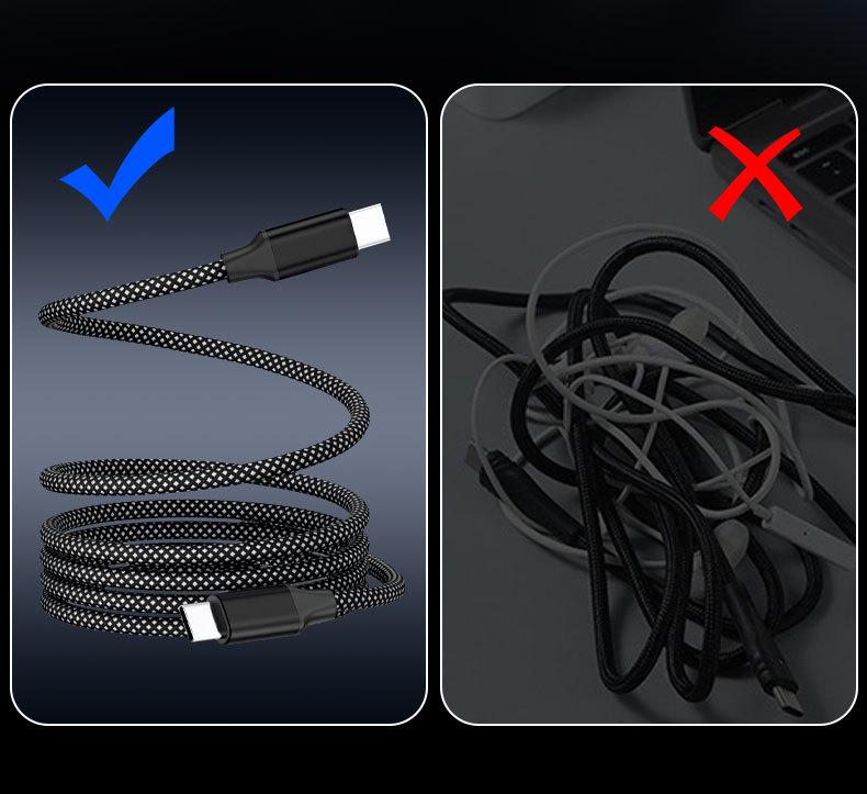 Dual-Color Braided Magnetic Cable for Apple & Huawei Type-C, 100W Charging, Aluminum Alloy