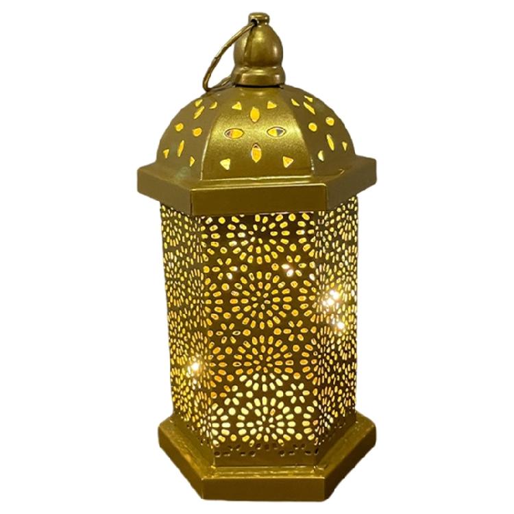 Middle East Arab Metal Vintage Hanging Lamp Hollowed Iron LED Lanterns Battery Operated Home Table Centerpieces Decors