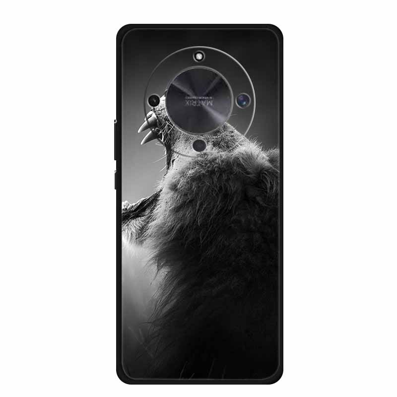 Phone Case For Honor X70 5G 2025 Case X 70 Coque Flowers Black Silicone Soft Back Cover For Honor X70 Cases HonorX70 Funda 6.79"
