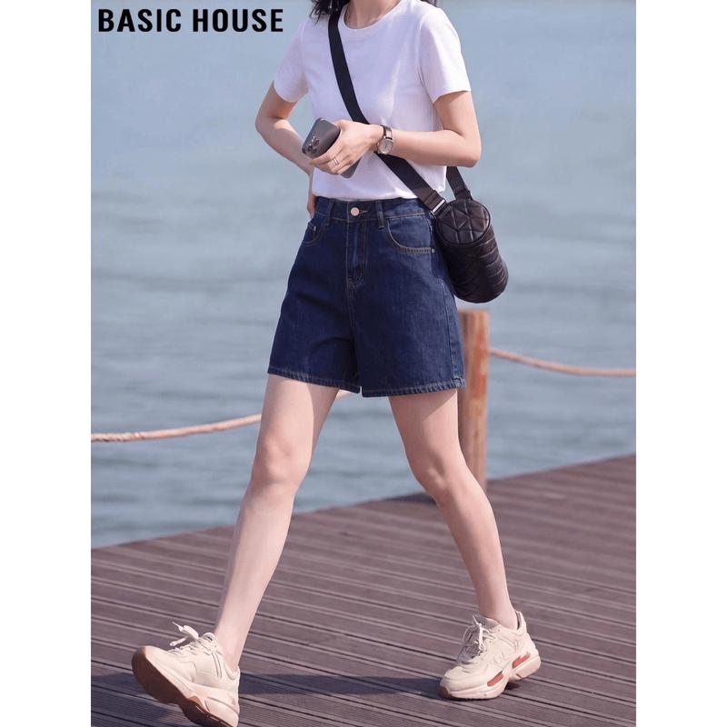 Basic House Women s Retro High-Waist Denim Shorts XL