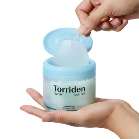 TORRIDEN DIVE-IN Low Molecular Hyaluronic Acid Multi Pad (80 Pads) — Hydrating & Skin-Softening Daily Toner Pads