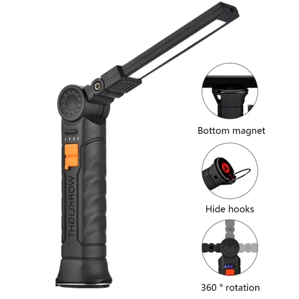 Portable Folding Work Lights Rechargeable Magnetic Flashlight Multiple Gears Dual Lights Camping Light