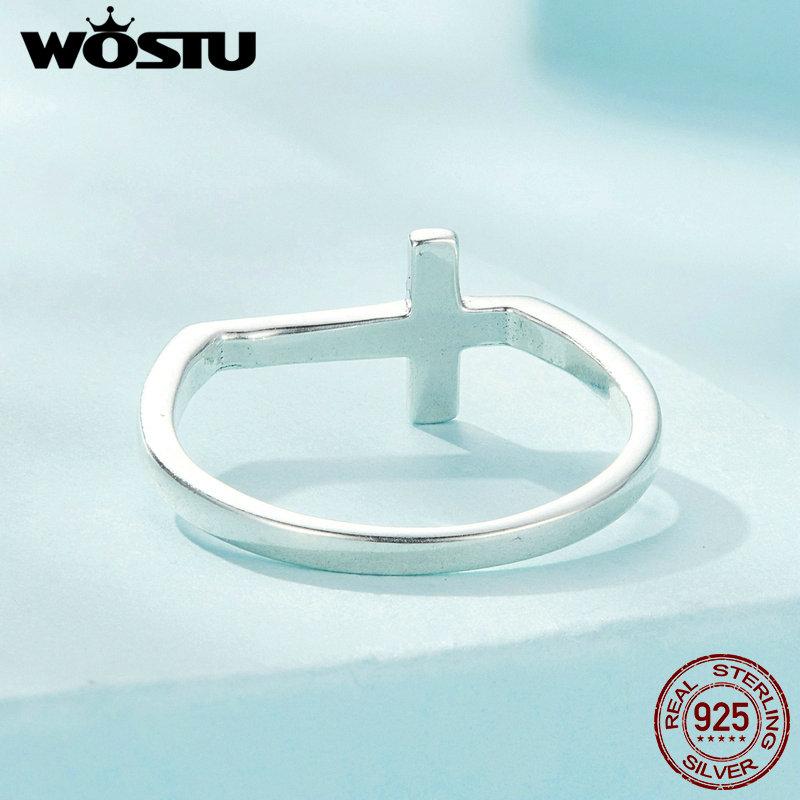 Original 925 Silver Cross Ring Oxidized Silver for Women Fine Jewelry Party Wedding Engagement Ring Gift FIR979