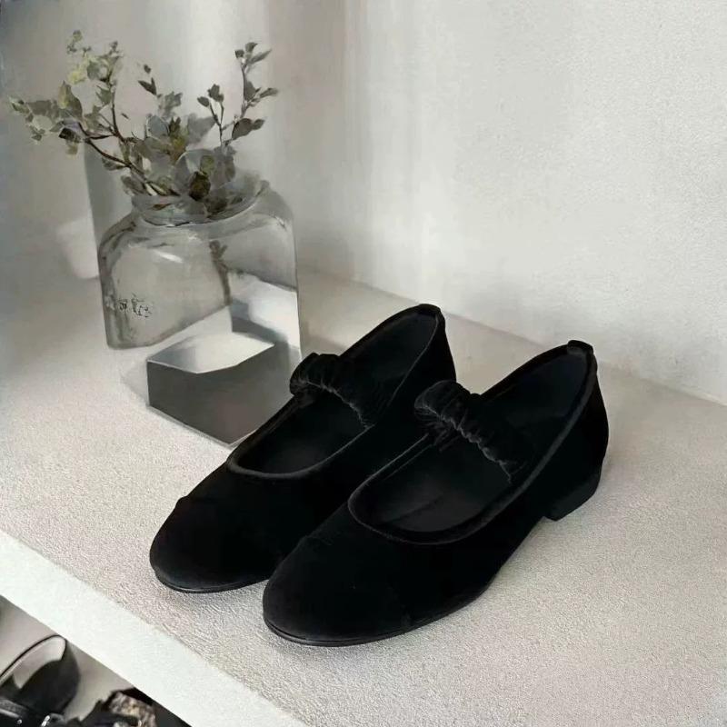 Sheepskin version~ retro versatile round head shallow mouth with Mary Jane shoes women's new spring new thick heel single shoes