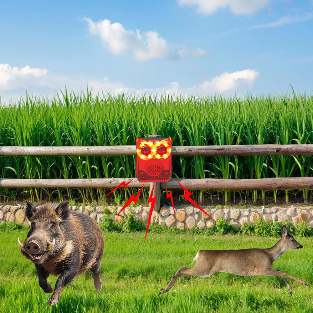 Solar Infrared Animal Repeller with Sound & Light Alarm for Farms and Orchards