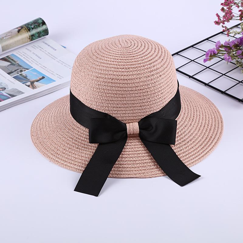 new summer sun cap women straw hat with bow visor fashion hat