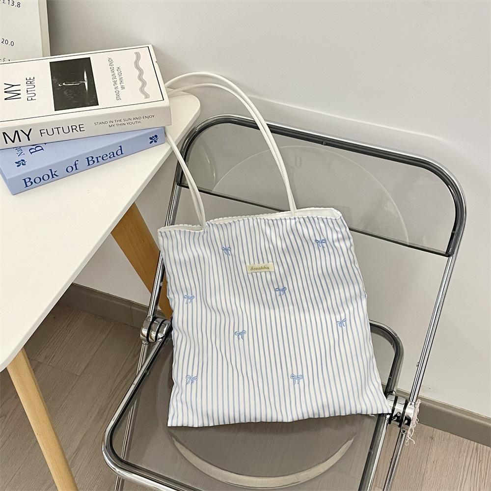 Lazy print sweet plaid shoulder shopping bag leisure commuter canvas bag tote bag