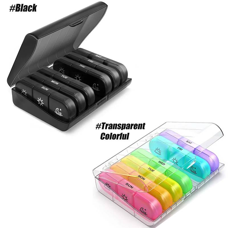 Portable Medicine  Storage Box 7-Day Travel Pillbox 21 Compartments With  Compartments Waterproof And Dustproof