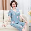 GUJIN Spring New Home Wear Pajama Pants for Middle-Aged And Elderly Women, Loose-Fitting Cotton Silk Sleepwear Set, Can Be Worn Outside, 3XL Size