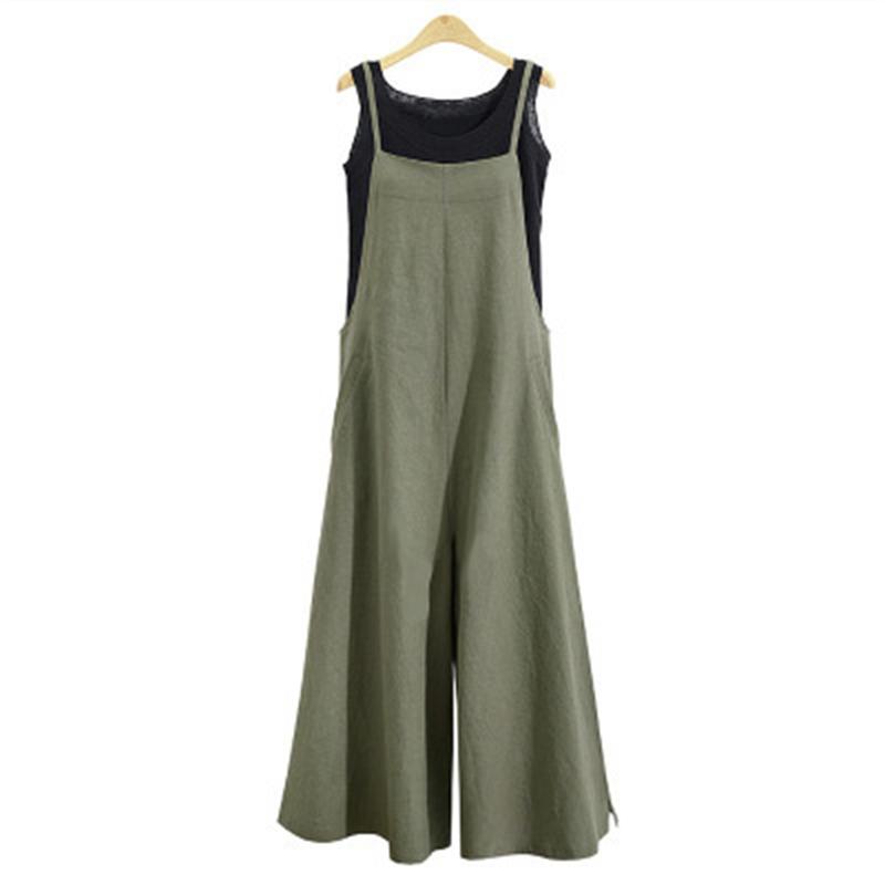 Plus-size Fashion Women's Loose Sleeveless Jumpsuits with Long Suspender Overalls Loose Jumpsuits with Wide Legs