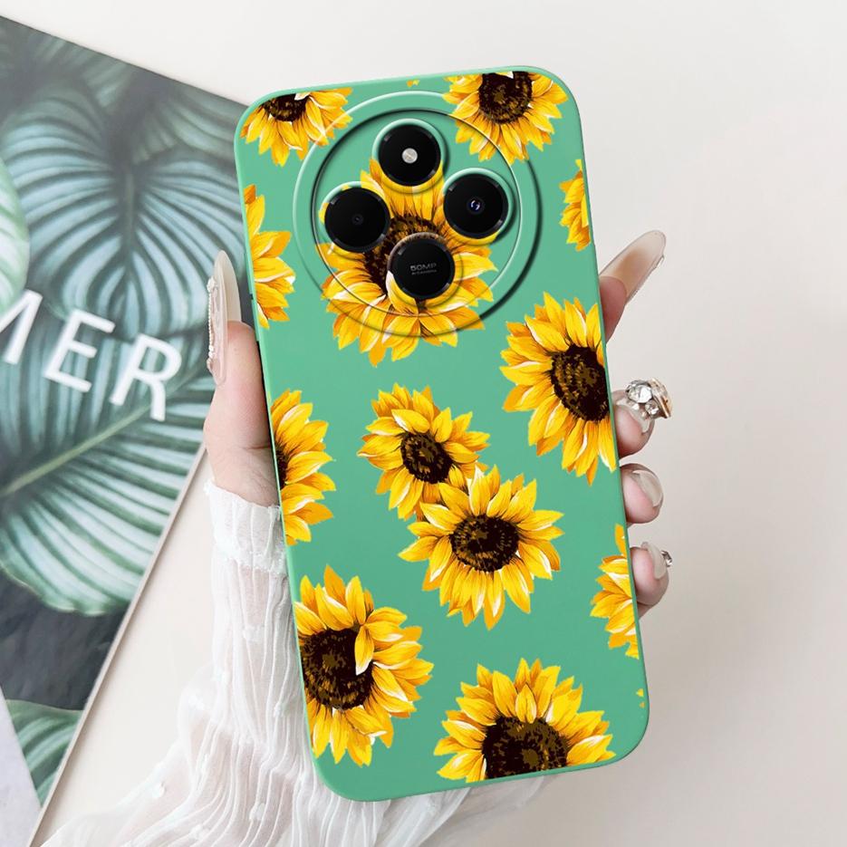 Für Xiaomi Redmi 14C Hülle Stylische Sonnenblume Hübsche Mädchen Rückabdeckung Weiche TPU Handyhülle Für Xiaomi Poco C75 C 75 Redmi14C Fundas