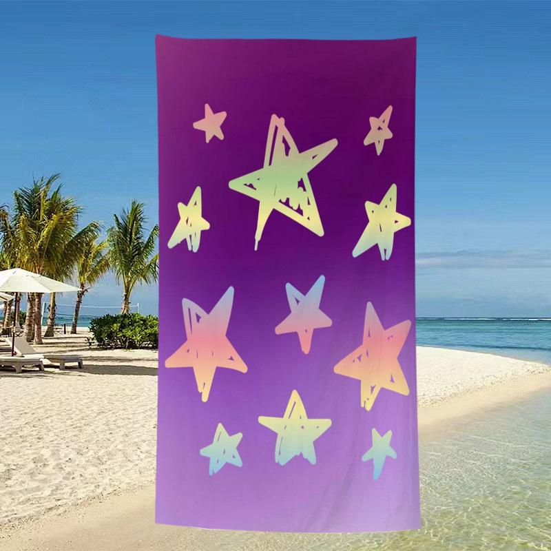 Pink White Layered Star Beach Towel Cute Y2K Aesthetic Print Quick Dry Absorbent Towel