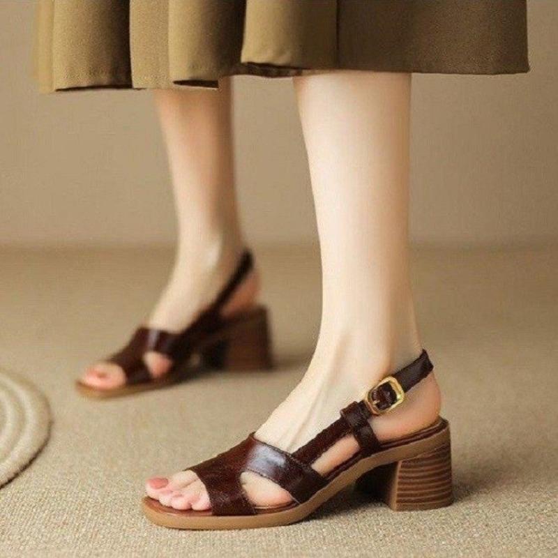 Chunky Sandals High Heels Women Shoes Summer Dress Walking Retro Slippers 2025 Fashion New Slingback Pumps Mujer Zapatos Slides