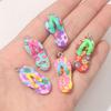 6/9/12pcs Soft Ceramic Material Summer Beach Slipper Pendant, Charming and Colorful Polymer Clay Slipper Pendant,