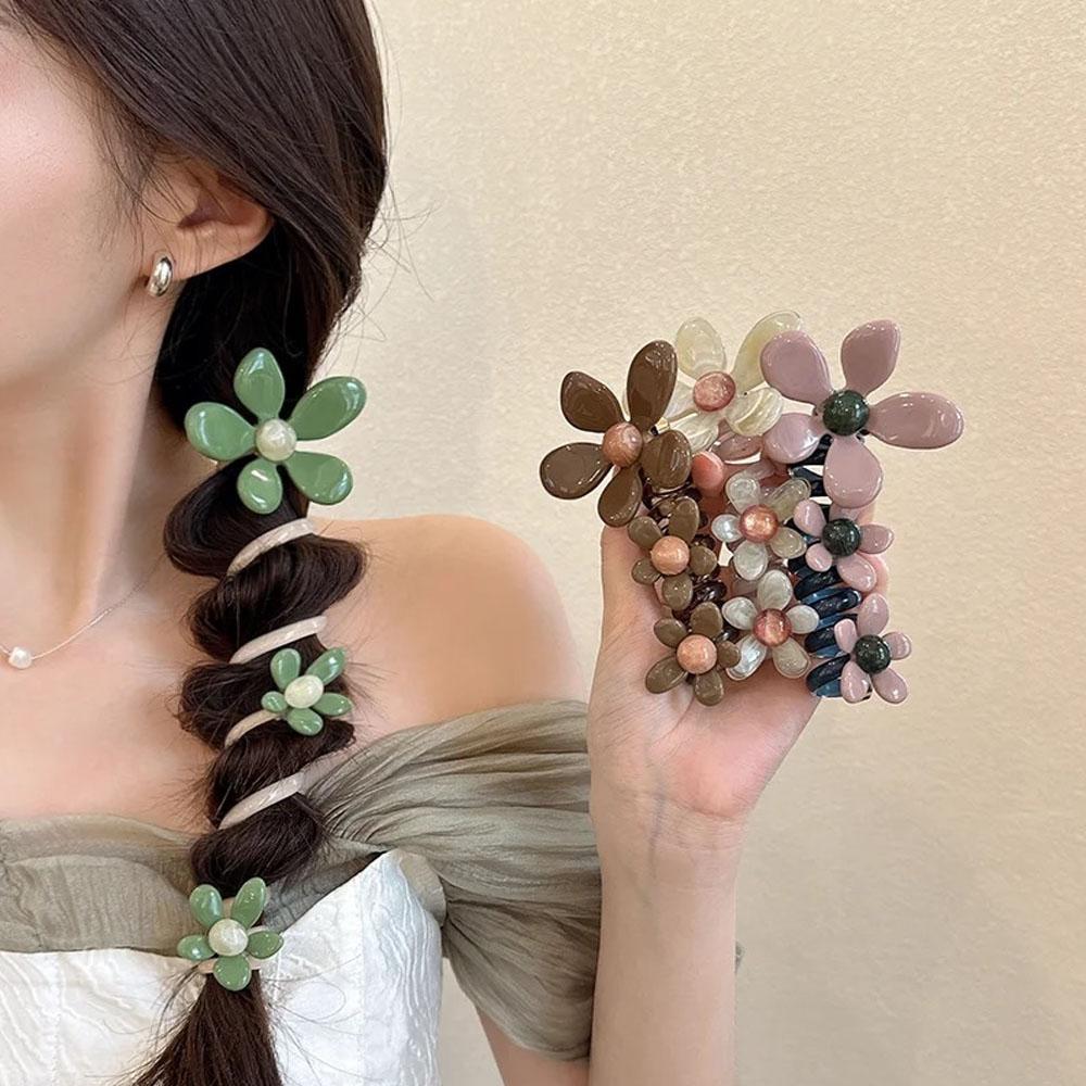 Pearl Flower Bubble Braid Phone Line Hairband Head Rope Female New High End Ins Straight Braid Artifact Hair Accessories New