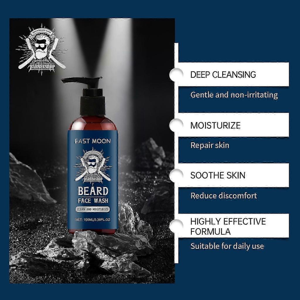 Men's Sandalwood Beard Shampoo - Moisturizing & Repairing for Soft, Frizz-Free Beards