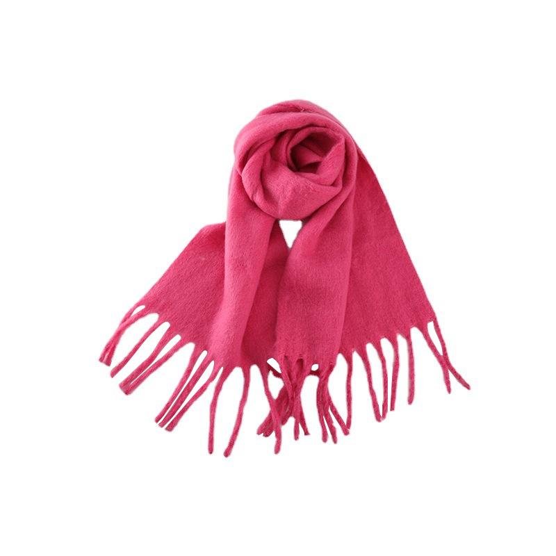 Eșarfă de toamnă și iarnă pentru femei în stil european și american, șal cald îngroșat cu ciucuri de culoare solidă Pashmina