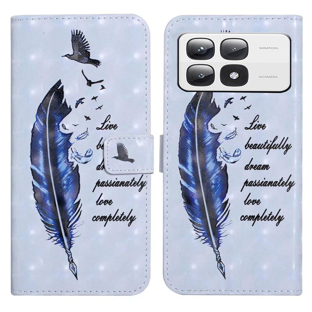 For Xiaomi 14T Pro Case 3D Creative Pattern PU Leather Stand Phone Cover