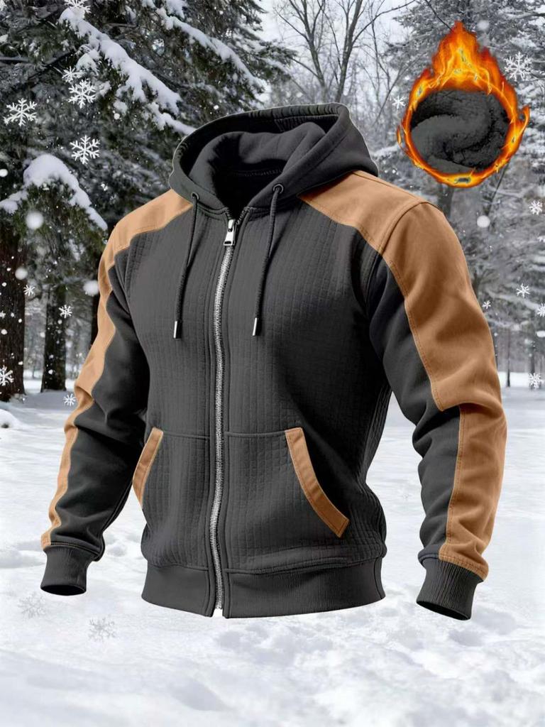 European Winter Double-Layered Velvet Hooded Sweatshirt: Casual Suede Plush Patchwork Zipper Jacket