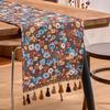 Colorful Flower Jacquard Table Runner with Tassel Kitchen Dining Table Decoration Embroidered Table Runner for Home Party Decor