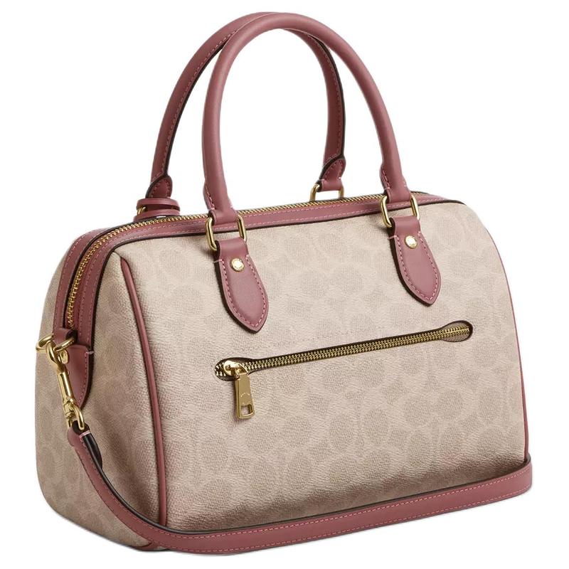 Coach Handbag Valentine's Day Exclusive RowanSATCHEL 25 Brand Print Zipper Closure Signature Canvas and Smooth Leather Shoulder Crossbody Medium