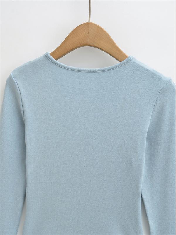 Pure Desire Style Fake Two-Piece Off-Shoulder Imitation Cashmere Square Neck Long-Sleeve Slim Fit Women's Top