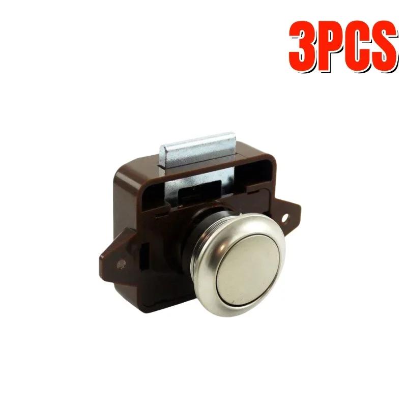 2/3/5PCS RV Press Cabinet Lock Nickel Button Material Suitable for Keyless Cabinet Locks for RVs Yachts Campers Travel Trailers