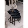 Master Hexagon Black Metal Black Glass 3-piece Nesting Table