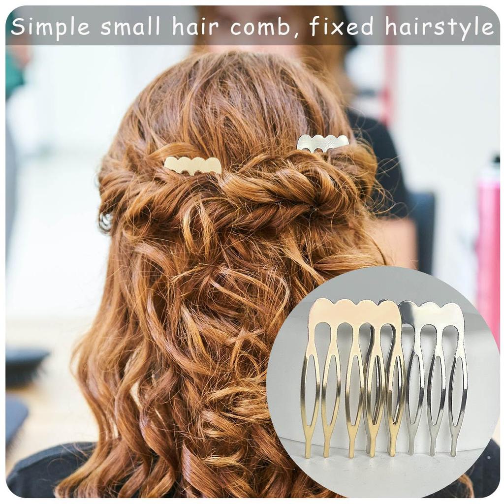 Paquete de 10 Peinetas Laterales para el Cabello - Pequeñas Peinetas Metálicas de 5 Dientes para Manualidades DIY, Velo de Boda Nupcial para Cabello Fino