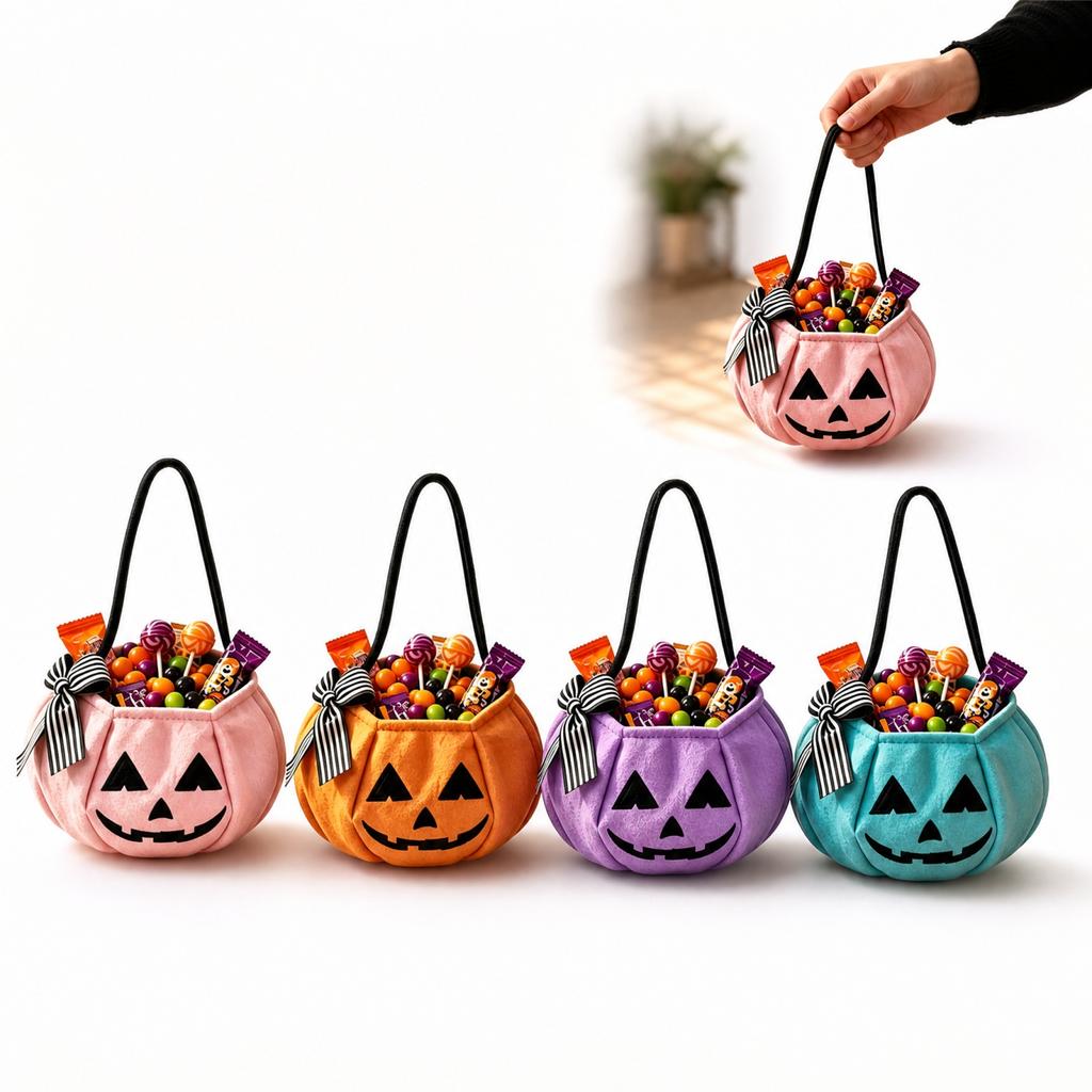 Halloween Plush Butterfly Pumpkin Bag for Candy Collection and Holiday Decor