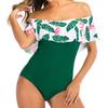 Women's Fashion  Swimsuit With Ruffle Printed Bikini Swimsuit