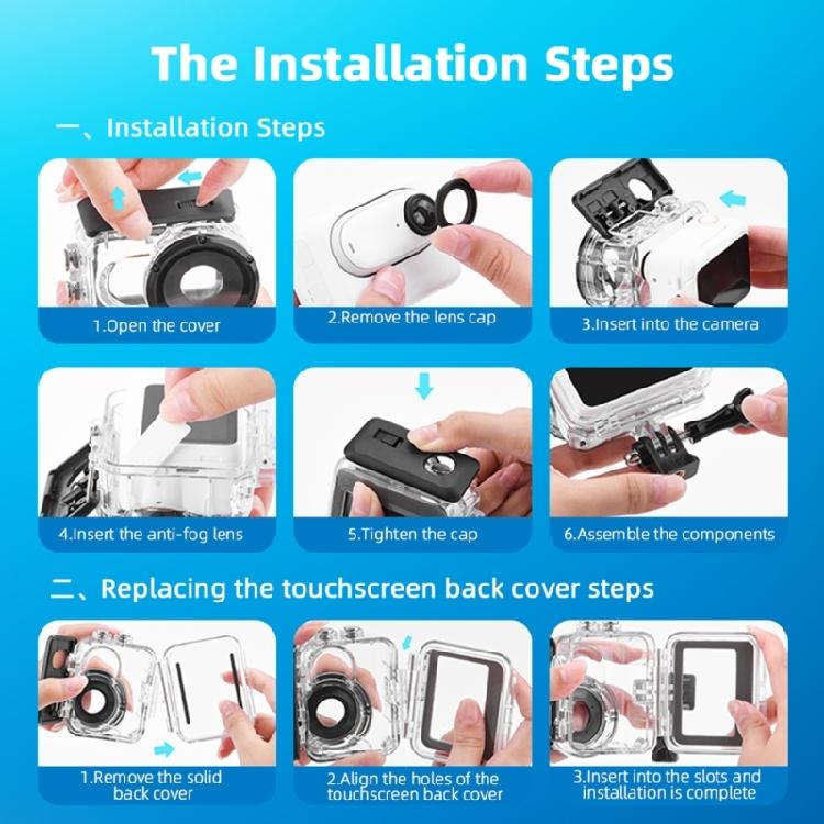 Underwater Housing Case For 360 GO3/3S Cameras Easy Touch Control Optional 30 Meter Dive Capacity
