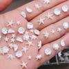 1Box/36pcs Shimmering Pearls White Resin Nail Charms Starfish And Shell Decorations For Party Wedding Nail Art Designs