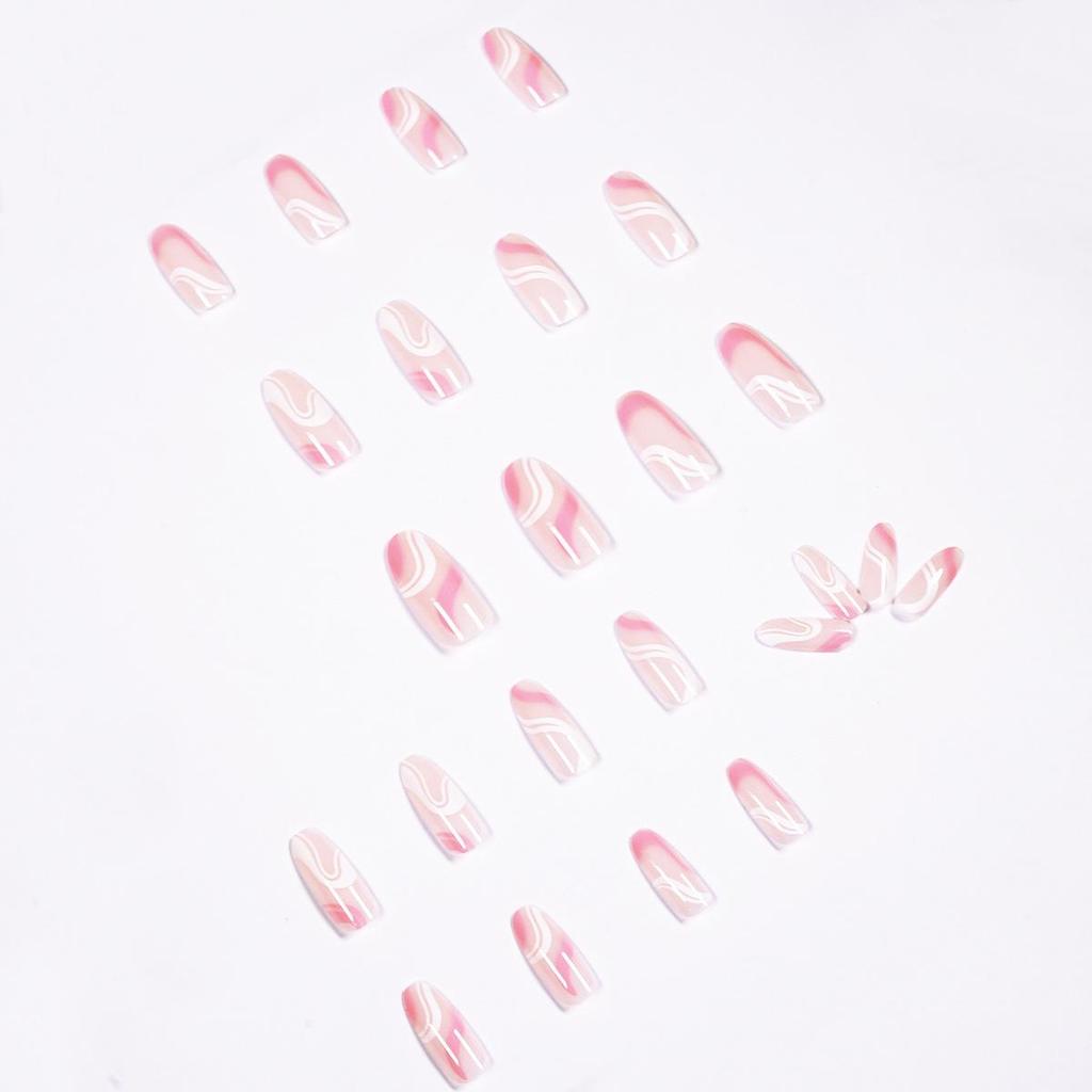 Pop Series Pink & White Wearable Manicure Removable False Nail Stickers