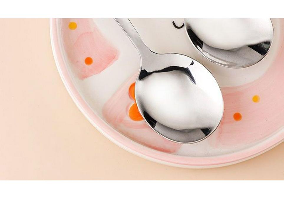 304 Stainless Steel Children's Long Handle Soup & Teaspoon, Korean Style