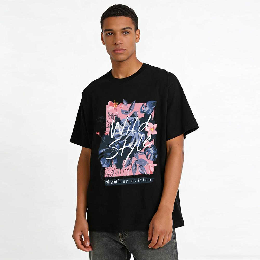 Wild Style Summer Edition Tropical Floral Print Casual Tee Pure Cotton T-shirt